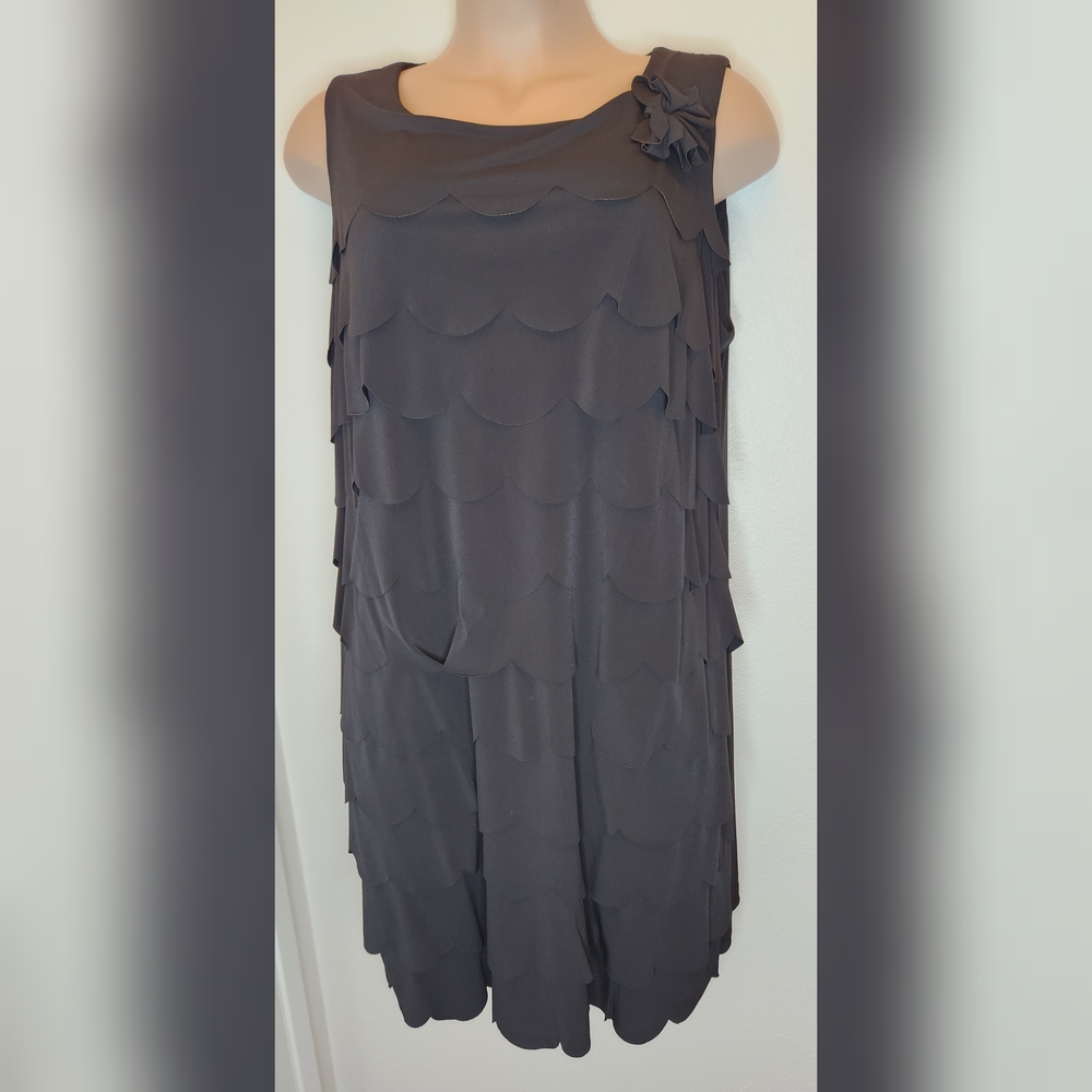 SD Collection Womens Black Scalloped Scoop Neck Sleeveless A Line Dress Size 24W